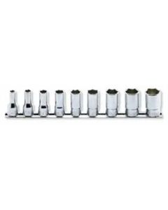 KKNRS3305XA-9 image(0) - Ko-ken USA RS3305XA/9 9 Piece 3/8 Sq. Dr. Semi-Deep, SAE, 12 Point, Chrome Socket Set