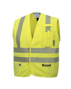 OBRZFA106-S image(1) - OBERON Safety Vest - Hi-Vis FR/ARC-Rated 7.5 oz 88/12 - Snap Closure - Hi-Vis Yellow - Size: S