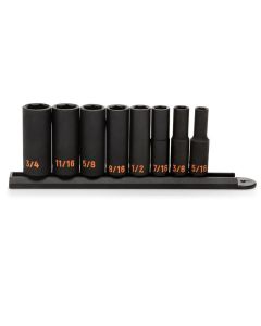 KDT84915H image(0) - GEARWRENCH 8 Piece 3/8" Drive 6 Point SAE Hi-Viz Deep Impact Socket Set