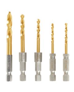 DWTDD5155 image(0) - DEWALT Impact Ready Titanium Nitride Coated Drill Bit Set, 5Pc
