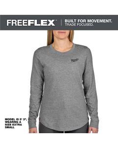 MLWF552G-M image(0) - Milwaukee Tool Womens FREEFLEX Hybrid Tee - Long Sleeve Gray M