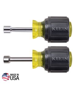 KLE610 image(0) - Klein Tools Nut Driver Set, Stubby Nut Drivers with 1-1/2-Inch Shaft, 2-Piece
