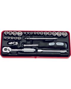 KKN2201AM image(0) - Ko-ken USA 2201AM 1/4 Square Drive Socket set6 Point25 pieces