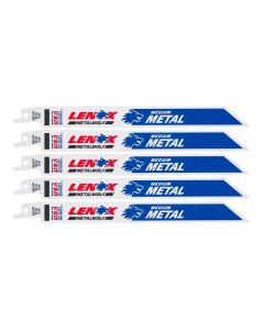 LEX20578818R image(0) - Lenox Tools 8 Inch x 18T Metal-Cutting Bimetal Reciprocating Saw Blades - 5 Blades