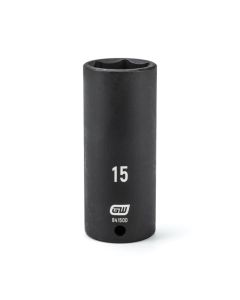 KDT84150D image(0) - GEARWRENCH 1/4 Inch Drive 6 Point Deep Impact Metric Socket 15mm