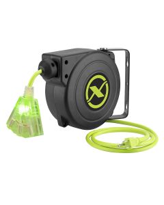 LEGFZ8160253 image(1) - Legacy Manufacturing Flexzilla Retractable Extension Cord Reel, 25', 16/3 AWG SJTOW, Grounded Triple Tap Outlet, Indoor/Dry Locations