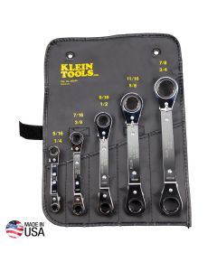 KLE68245 image(0) - Klein Tools Reversible Ratcheting Box Wrench Set, 5-Piece