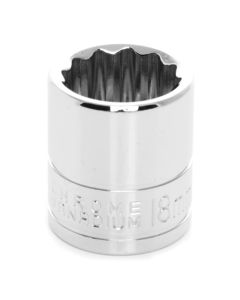 WLMW38818 image(0) - Wilmar Corp. / Performance Tool 3/8" Drive 18mm 12pt Socket
