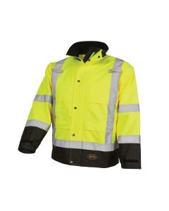 SRWV1200261U-M image(0) - Pioneer Pioneer - Ripstop Waterproof Safety Jacket - Hi-Vis Yellow/Green - Size Medium