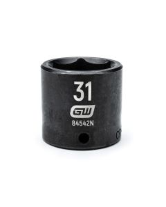 KDT84542N image(1) - GearWrench 1/2 Inch Drive 6 Point Standard Impact Metric Socket 31mm