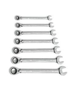 KDT9567RN image(0) - GEARWRENCH 7 Piece 72-Tooth 12 Point Reversible Ratcheting Combination SAE Wrench Set with Tool Roll