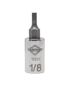 MAY16201 image(2) - Mayhew Mayhew 1/8-Inch Slotted Short Insert Socket Bit, 1/4-Inch Drive