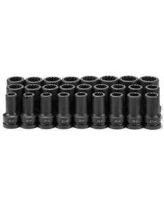 GRE9126MD image(0) - Grey Pneumatic 1" Drive 26 Piece Deep Metric Set 19mm to 44mm - 12 Point