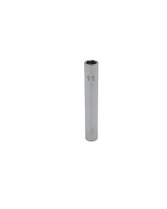 VIMEDM411 image(0) - VIM Tools 11 mm Extra Deep Metric Socket, 1/4 Inch Square Drive, Chrome