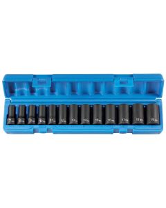 GRE1203MSD image(0) - Grey Pneumatic 3/8" Drive 13 Piece Semi-Deep Metric Set - 12 Point