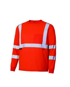 SRWV1054250U-L image(0) - Pioneer Pioneer - Birdseye Long-Sleeved Safety Shirt - Hi-Viz Orange - Size Large