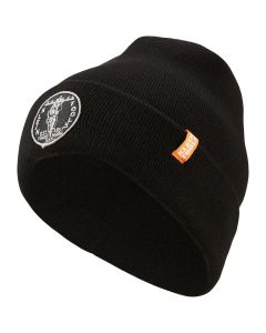 KLE60388 image(0) - Klein Tools Heavy Knit Hat, Black, Vintage Patch Logo