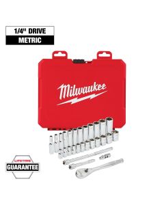 MLW48-22-9504 image(1) - Milwaukee Tool 1/4 Inch Drive 28 Piece Ratchet and Socket Set - Metric