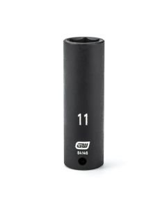 KDT84146 image(0) - GEARWRENCH 1/4 Inch Drive 6 Point Deep Impact Metric Socket 11mm