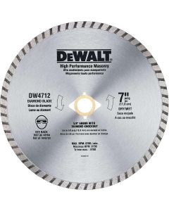 DWTDW4712 image(0) - DEWALT Diamond Blade For Block And Brick, Dry/Wet Cutting, Continuous Rim, 7-Inch