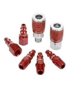LEGA73457D image(0) - Legacy Manufacturing ColorConnex Coupler and Plug Kit, 7-Piece, Type D, 1/4" Body, 1/4" NPT, Red