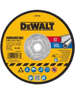 DWTDW4546 image(0) - DEWALT 6-Inch By 1/4-Inch By 5/8-Inch-11 High Performance Fast Metal Grinding Wheel