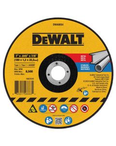 DWTDWA8054 image(0) - DEWALT 7 In x .045 in Aluminum Oxide Abrasive Chop / Cut-Off Blade with 7/8 in Arbor For Concrete & Masonry Cutting (1 Pack)