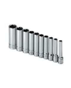 S K Hand Tools SOCKET SET 1/4IN. DRIVE 10 PC SAE DEEP 6 POINT