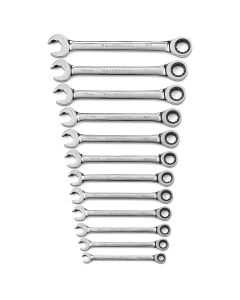 KDT85597 image(0) - GEARWRENCH 12 Piece 72-Tooth 12 Point Open End Ratcheting Metric Wrench Set