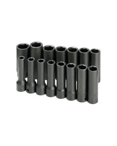 SKT4048 image(1) - S K Hand Tools SOCKET SET IMPACT 1/2IN. DRIVE 15PC MET DEEP 6 PT