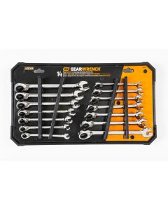 KDT85142 image(0) - GEARWRENCH 14 Piece 72-Tooth 12 Point Reversible Ratcheting Combination SAE/Metric Wrench Set