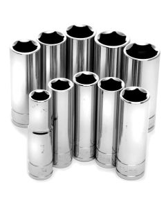 WLMW38402 image(0) - Wilmar Corp. / Performance Tool 10 Piece 3/8" Drive Metric Deep Socket Set