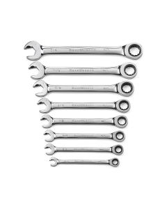 KDT85599 image(0) - GEARWRENCH 8 Piece 72-Tooth 12 Point Open End Ratcheting Combination SAE Wrench Set