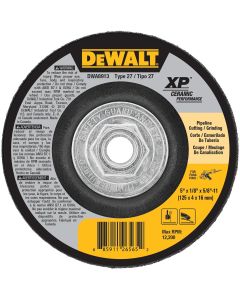 DWTDWA8913 image(0) - DEWALT 5 X 1/8 X 5/8-11 Ceramic Performance Pipeline Cutting/Grinding Wheel