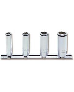 KKNRS2350M-4 image(0) - Ko-ken USA 1/4 Sq. Dr. Deep NUT GRIP Socket Set 8-14mm - 4 pieces