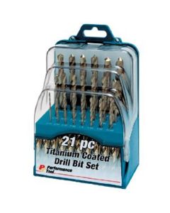WLMW9016 image(0) - Wilmar Corp. / Performance Tool 21 Piece Titanium Coated Drill Bit Set