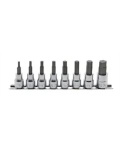 KKNRS3010A-8-L50 image(0) - Ko-ken USA RS3010A/8-L50 3/8 Sq. Dr. Bit Socket set  1/8-1/2 Hex 200mm  8 pieces