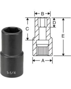 Grey Pneumatic #5 Spline x 1-5/16" Deep Thin-Wall Socket