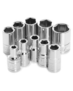 WLMW36002 image(0) - Wilmar Corp. / Performance Tool 10 Piece 1/4" Drive 6pt SAE Socket Set