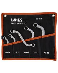 SUN9940M image(0) - SUNEX S-STYLE DOUBLE BOX END METRIC WRENCH SET, 5 PC.