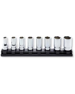 KKNRS3300XZ-8 image(0) - Ko-ken USA RS3300XZ/8 8 Piece 3/8 Sq. Dr. Z-Series 6 Point Semi-Deep Chrome Socket set  8-19mm