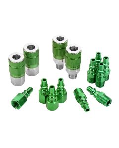 LEGA71458B image(0) - Legacy Manufacturing ColorConnex Coupler and Plug Kit, 14-Piece, Type B, 1/4" Body, 1/4" NPT, Green