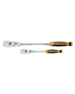 KDT81204T image(0) - GEARWRENCH 2 Piece 1/4 Inch & 3/8 Inch Drive 90-Tooth Dual Material Flex Head Teardrop Ratchet Set