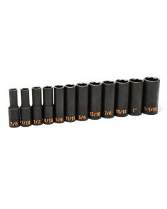 KDT84942H image(0) - GEARWRENCH 12 Piece 1/2" Drive 6 Point SAE Hi-Viz Deep Impact Socket Set