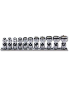 KKNRS2441M-11 image(0) - Ko-ken USA 1/4 Sq. Dr. Universal NUT GRIP Socket Set, 5mm-15mm - 11 pieces