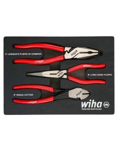 WIH34680 image(0) - WIHA Tools Set Includes - Long Nose 8.0&rdquo; | 200mm | Angled Cutters 8.0&rdquo; | 200mm | Lineman�s Pliers w/Crimpers 9.0&rdquo; | 225mm