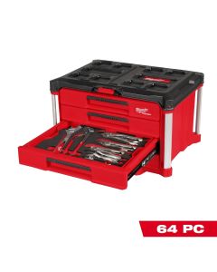 MLW48-22-9493 image(0) - Milwaukee Tool 64 Piece Hand Tool Set with PACKOUT 4 Drawer Tool Box