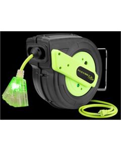 LEGFZ8120603 image(1) - Legacy Manufacturing Flexzilla Pro Retractable Extension Cord Reel, 60', 12/3 AWG SJTOW, Grounded Triple Tap Outlet, Indoor/Dry Locations