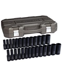 KDT84949N image(0) - GEARWRENCH 27 Piece 1/2 Inch Drive 6 Point Deep Impact SAE/Metric Socket Set