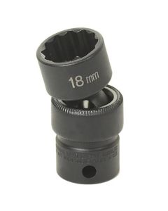 GRE1115UM image(0) - Grey Pneumatic 3/8" Drive x 15mm Standard Universal- 12 Point Socket - Black
